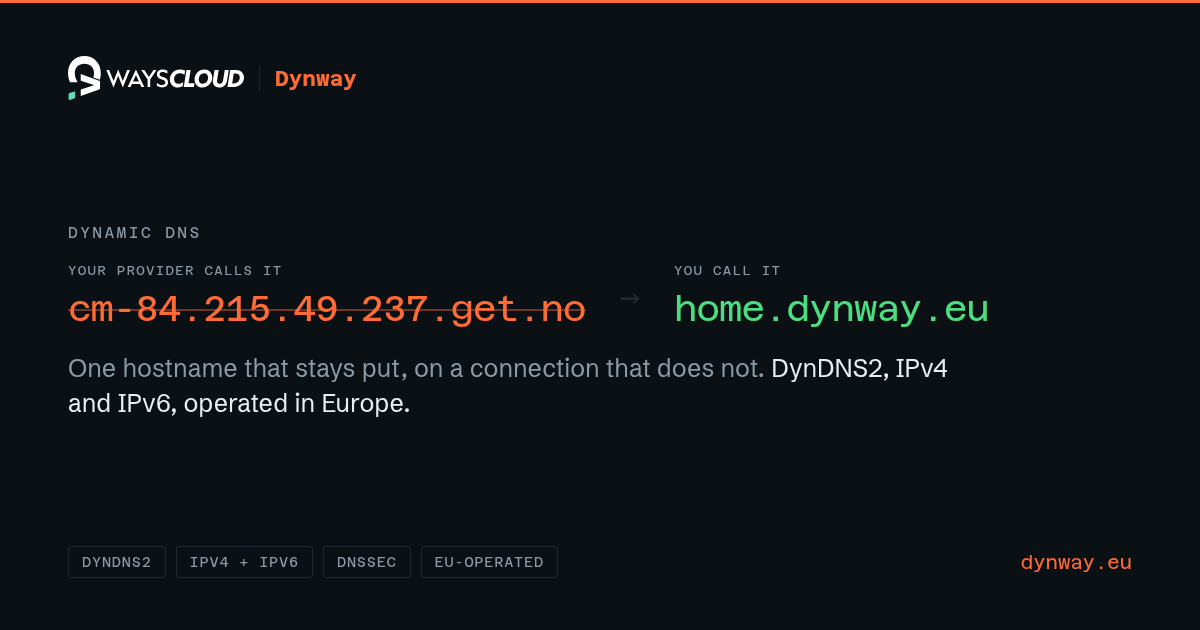 WAYSCloud launches Dynway: European dynamic DNS with apps, APIs and fleet monitoring