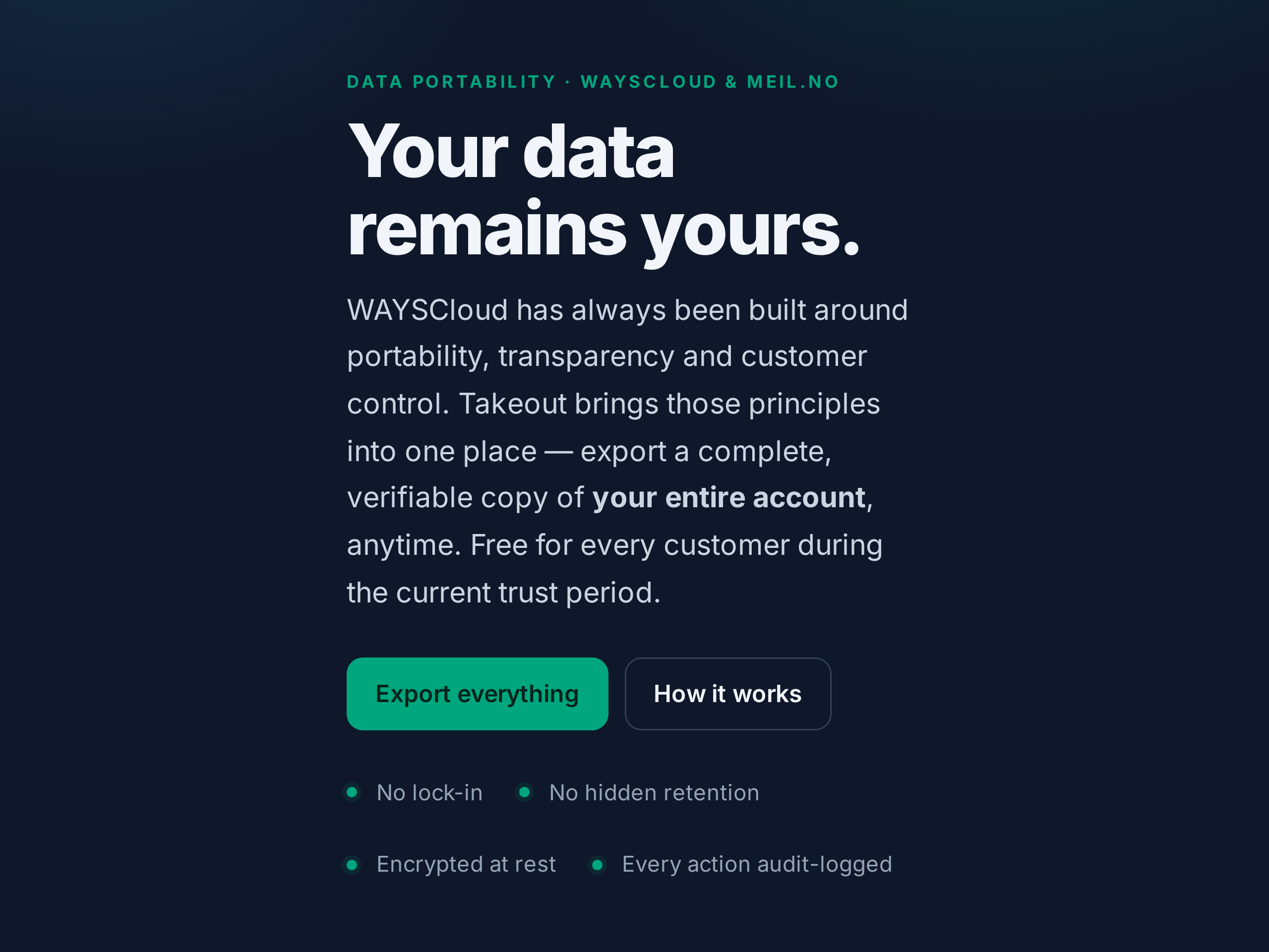 Introducing WAYSCloud Takeout